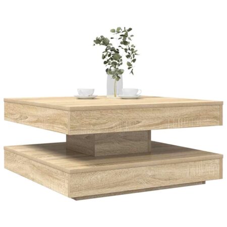 Sofabord med 360° drejelig bordplade 70×70×34,5 cm - sonoma-eg