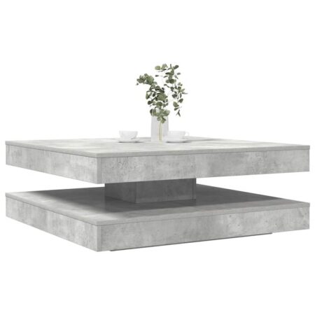 Sofabord med 360° drejelig bordplade - 90 x 90 x 34,5 cm, betongrå