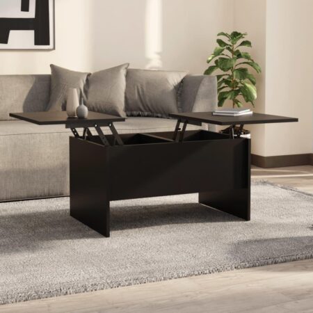 Sofabord med løftbar bordplade - 80 × 50 × 42,5 cm, sort konstrueret træ