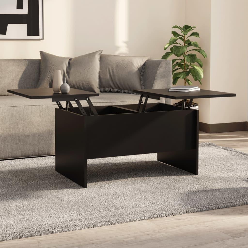 Sofabord med løftbar bordplade - 80 × 50 × 42,5 cm, sort konstrueret træ Sofabord med løftbar bordplade - 80 × 50 × 42,5 cm, sort konstrueret træ