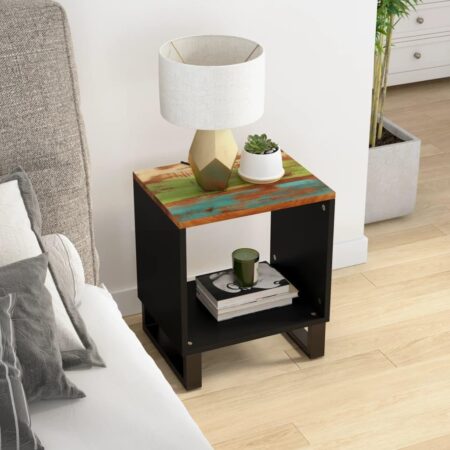 Sofabord med opbevaring 40 x 31 x 46 cm i massivt genbrugstræ