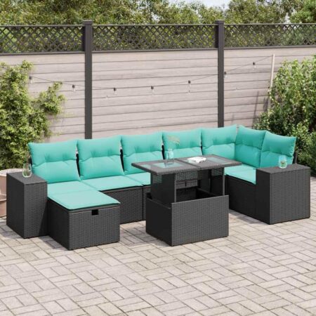Sofasæt til haven 8 dele med hynder og bord i polyrattan