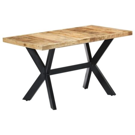 Spisebord 140 × 70 × 75 cm i massivt ru mangotræ - industrielt design