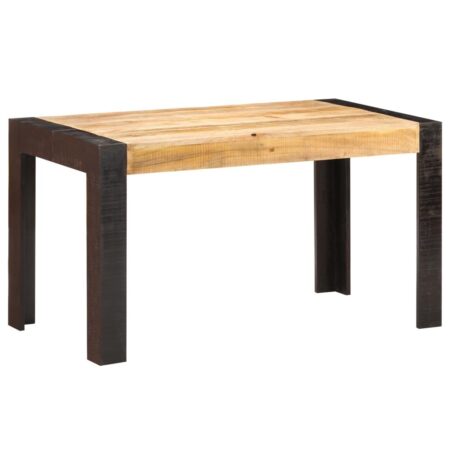 Spisebord 140 × 70 × 76 cm - massivt ru mangotræ, industriel stil