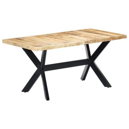 Spisebord 160 × 80 × 75 cm i massivt ru mangotræ - industrielt design