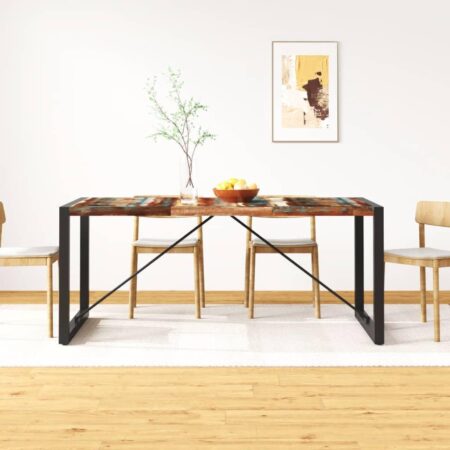 Spisebord 180 cm i massivt genbrugstræ - industrilook