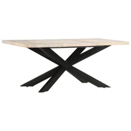Spisebord 180 x 90 x 76 cm i massivt afbleget mangotræ