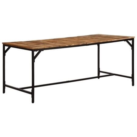 Spisebord 180 × 90 × 75 cm i massivt ru mangotræ med jernstel