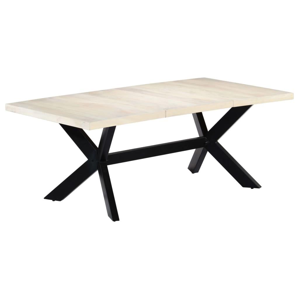 Spisebord 200 × 100 cm i massivt mangotræ - hvid, stålben Spisebord 200 × 100 cm i massivt mangotræ - hvid, stålben