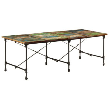 Spisebord 220 × 90 × 77 cm i massivt genbrugstræ - industrielt design