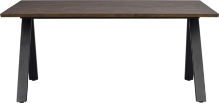 Spisebord Rowico Carradale V-ben massiv olieret eg og sort metal 170x100 cm udvideligt med 2 tillægsplader