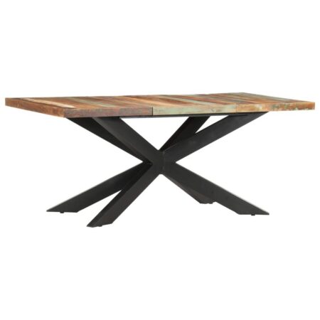 Spisebord i massivt genbrugstræ 180 x 90 x 76 cm industrielt design