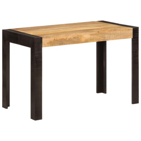 Spisebord i massivt mangotræ 120 × 60 × 76 cm - sorte ben