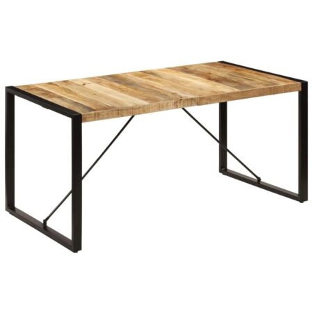 Spisebord i massivt mangotræ - 160 × 80 × 75 cm, brun/sort