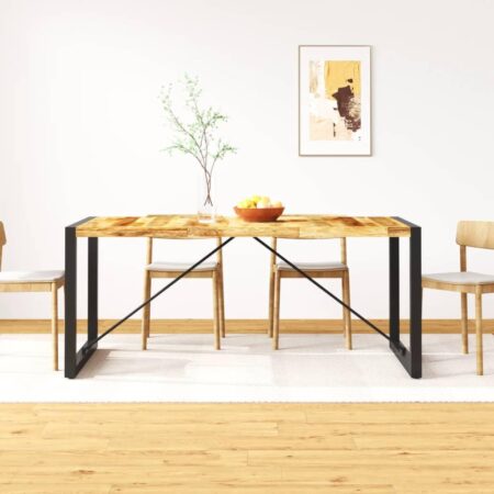 Spisebord i massivt ru mangotræ 180 cm - brun/sort