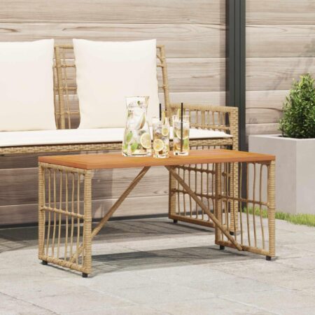 Udendørs bord naturfarvet 80 x 40 x 40 cm i stål og polyrattan