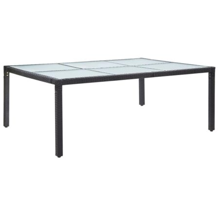 Udendørs spisebord i polyrattan - 200 × 150 × 74 cm, sort