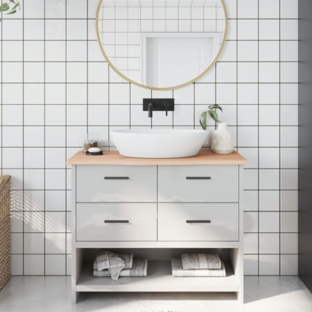 Bordplade til badeværelse 100×30×2 cm - massivt egetræ, ubehandlet, naturlig kant