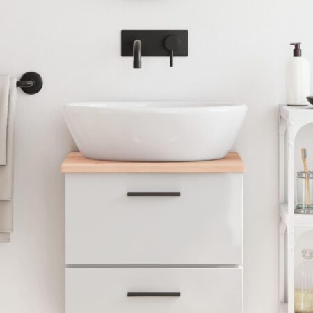 Bordplade til badeværelse 40×30×2 cm - massivt egetræ, ubehandlet, med naturlig kant
