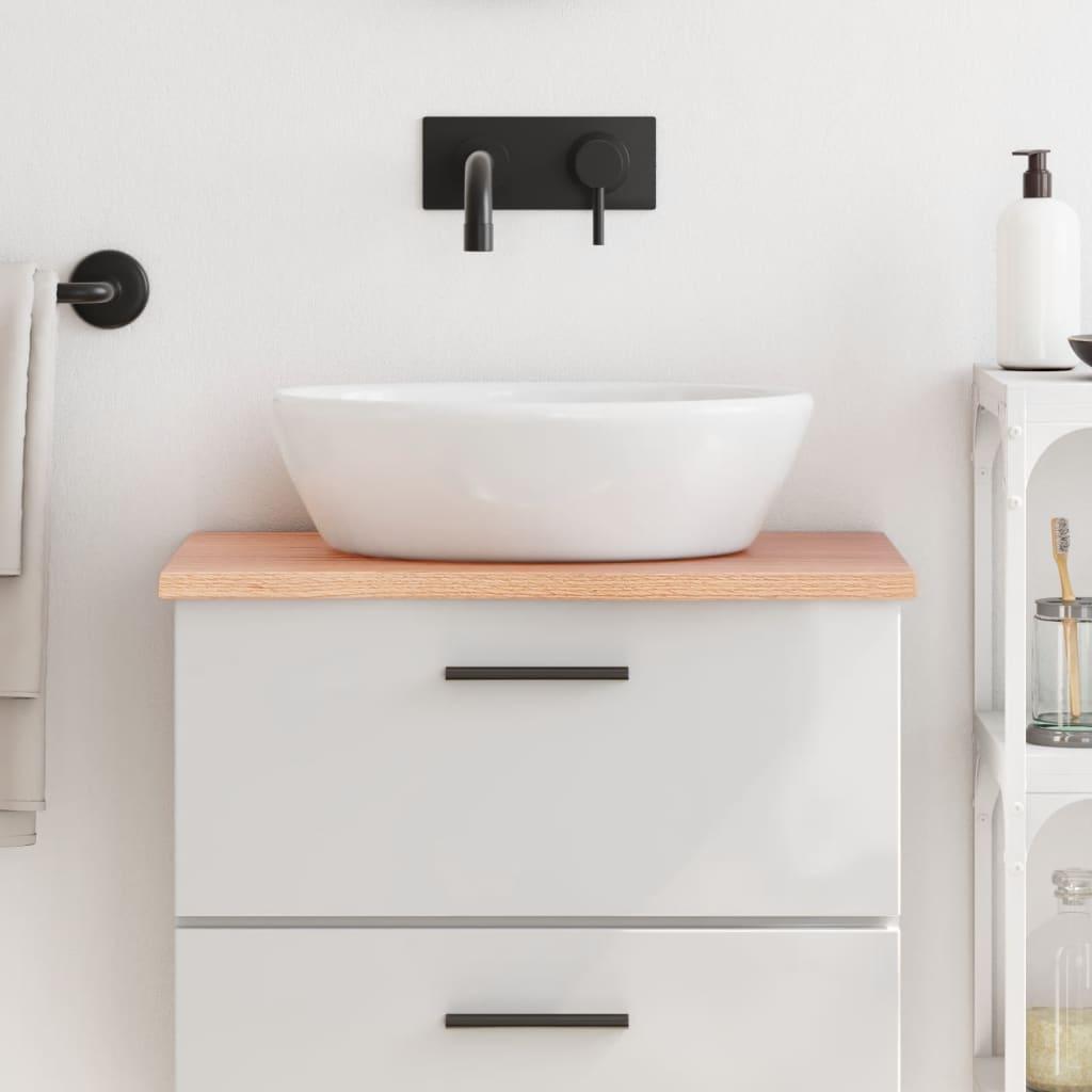 Bordplade til badeværelse 60×40×2 cm - massivt egetræ, lysebrun Bordplade til badeværelse 60×40×2 cm - massivt egetræ, lysebrun
