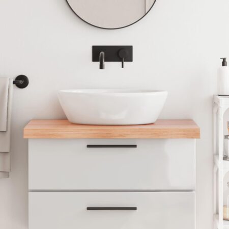 Bordplade til badeværelse 80×50×(2-6) cm - massivt egetræ, lysebrun