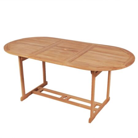 Havebord i massivt teaktræ 180 × 90 × 75 cm - ovalt udendørsspisebord