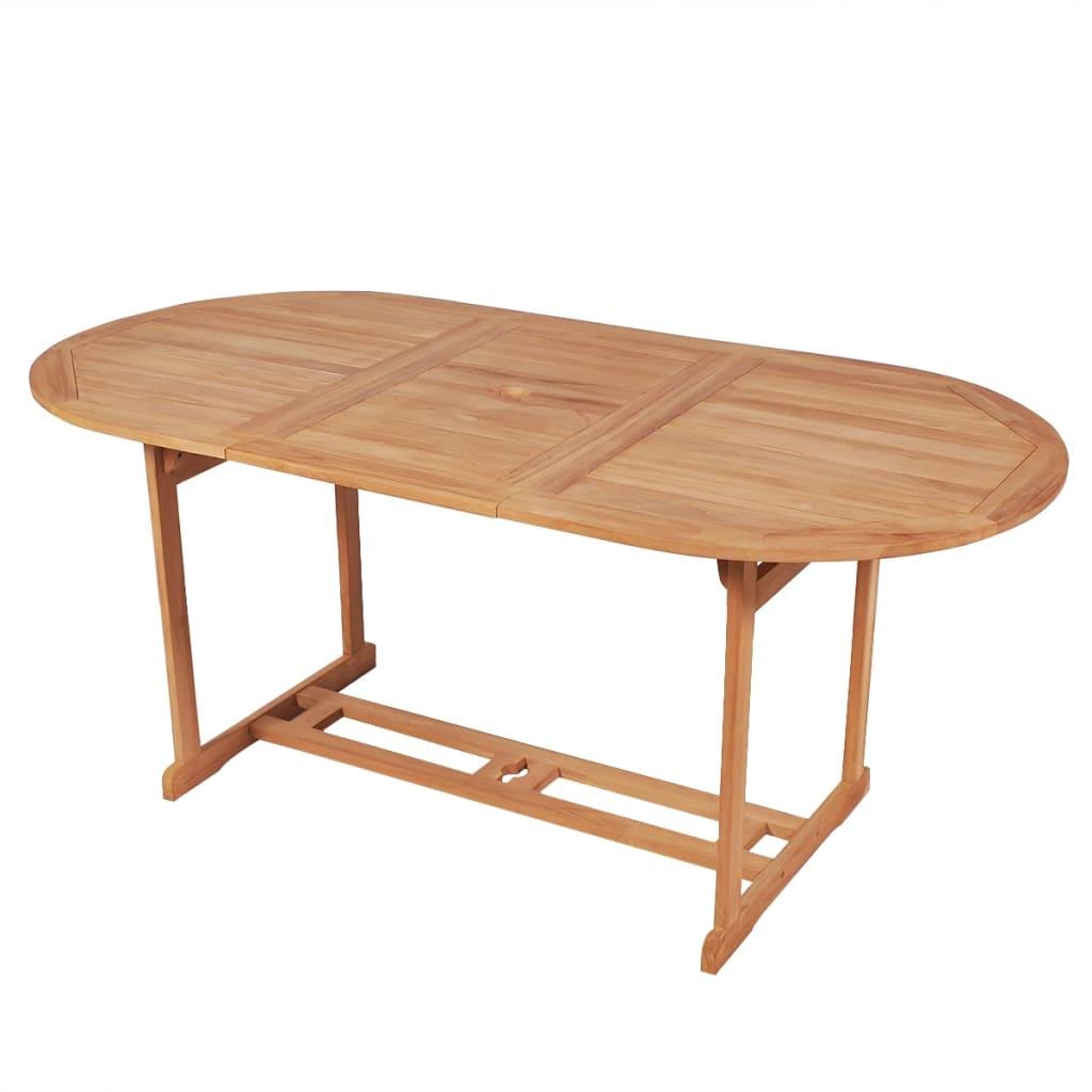 Havebord i massivt teaktræ 180 × 90 × 75 cm - ovalt udendørsspisebord Havebord i massivt teaktræ 180 × 90 × 75 cm - ovalt udendørsspisebord