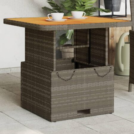 Havebord i polyrattan med akacietop 80×80×71 cm - grå/brun