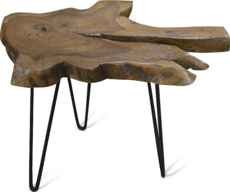 Hjørnebord OBUZI Beast i rosentræ og jern mat brun Ø30 - 60 cm H45 rustik sidebord/sofabord