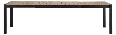 Joan havebord 205-275 x 100 cm, med udtræk inkl. 1 plade, sort og teak dekor