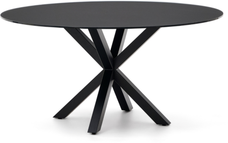 Kave Home Arya rundt spisebord Ø150 cm sort stål/glas