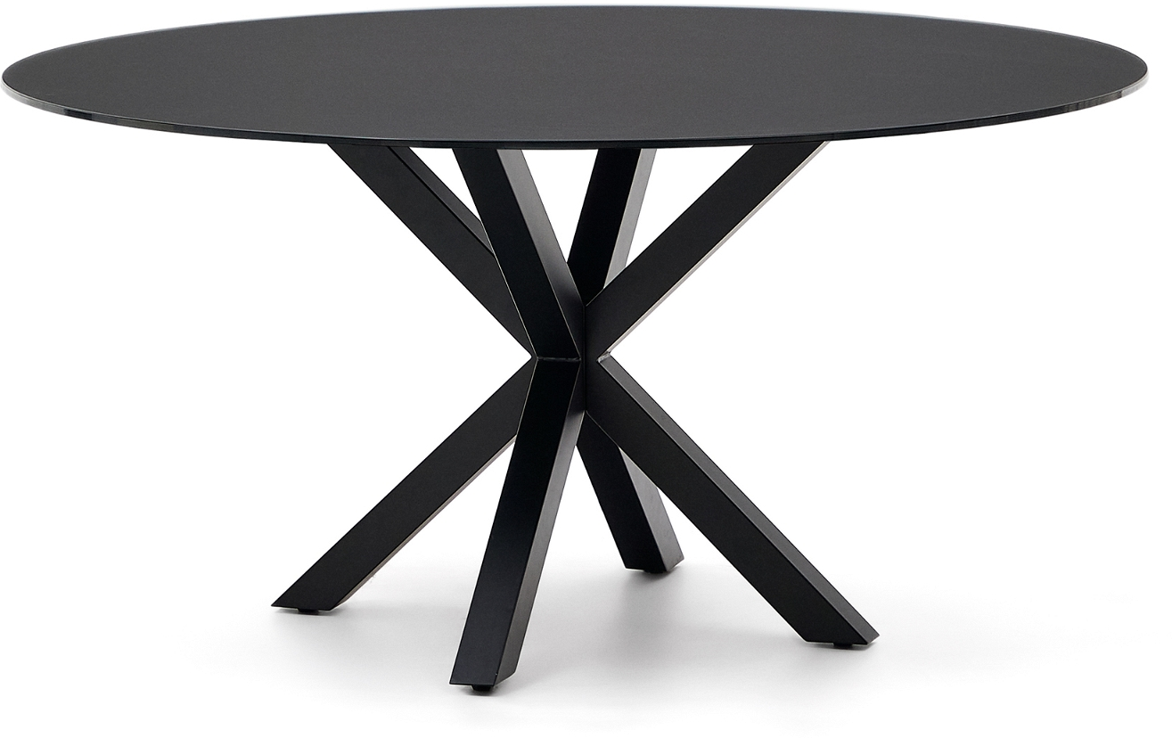 Kave Home Arya rundt spisebord Ø150 cm sort stål/glas Kave Home Arya rundt spisebord Ø150 cm sort stål/glas