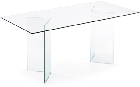 Kave Home Burano spisebord i hærdet glas, glasbord til 8 pers. 180x90 cm