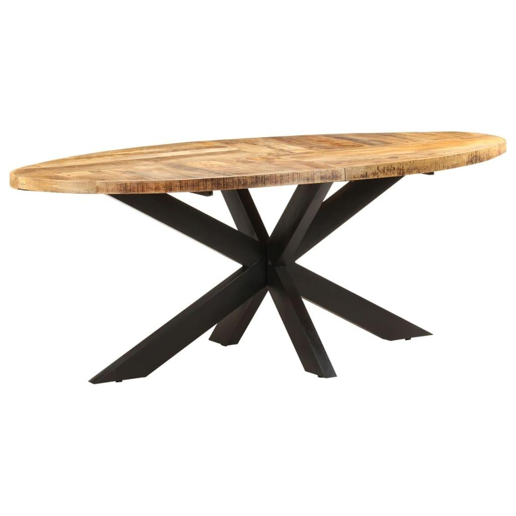 Ovalt spisebord i ru mangotræ 200 × 100 × 75 cm Ovalt spisebord i ru mangotræ 200 × 100 × 75 cm