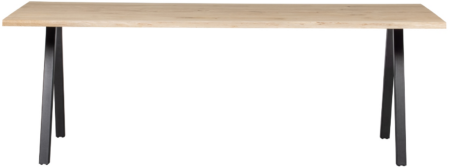 Plankebord WOOOD Tablo N spisebord i massiv ubehandlet eg 220x90 cm, natur med mat sort metalstel