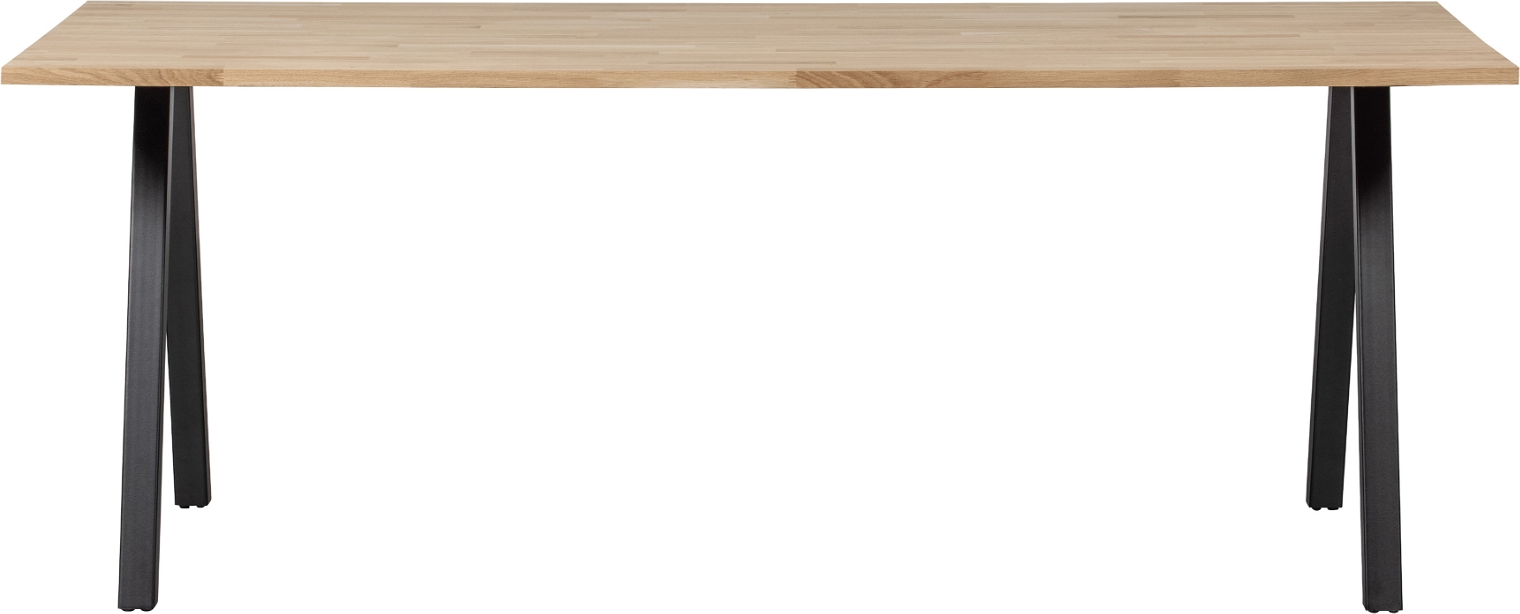 Plankebord WOOOD Tablo Square spisebord, massiv egetræ, natur, 220x90x75 cm, sorte metalben Plankebord WOOOD Tablo Square spisebord, massiv egetræ, natur, 220x90x75 cm, sorte metalben