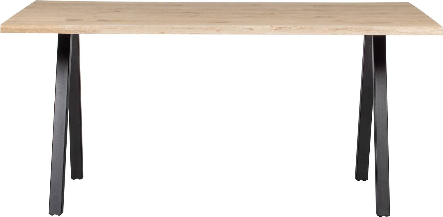 Plankebord WOOOD Tablo spisebord i ubehandlet massivt egetræ natur 180x90 cm med sorte metalben Plankebord WOOOD Tablo spisebord i ubehandlet massivt egetræ natur 180x90 cm med sorte metalben