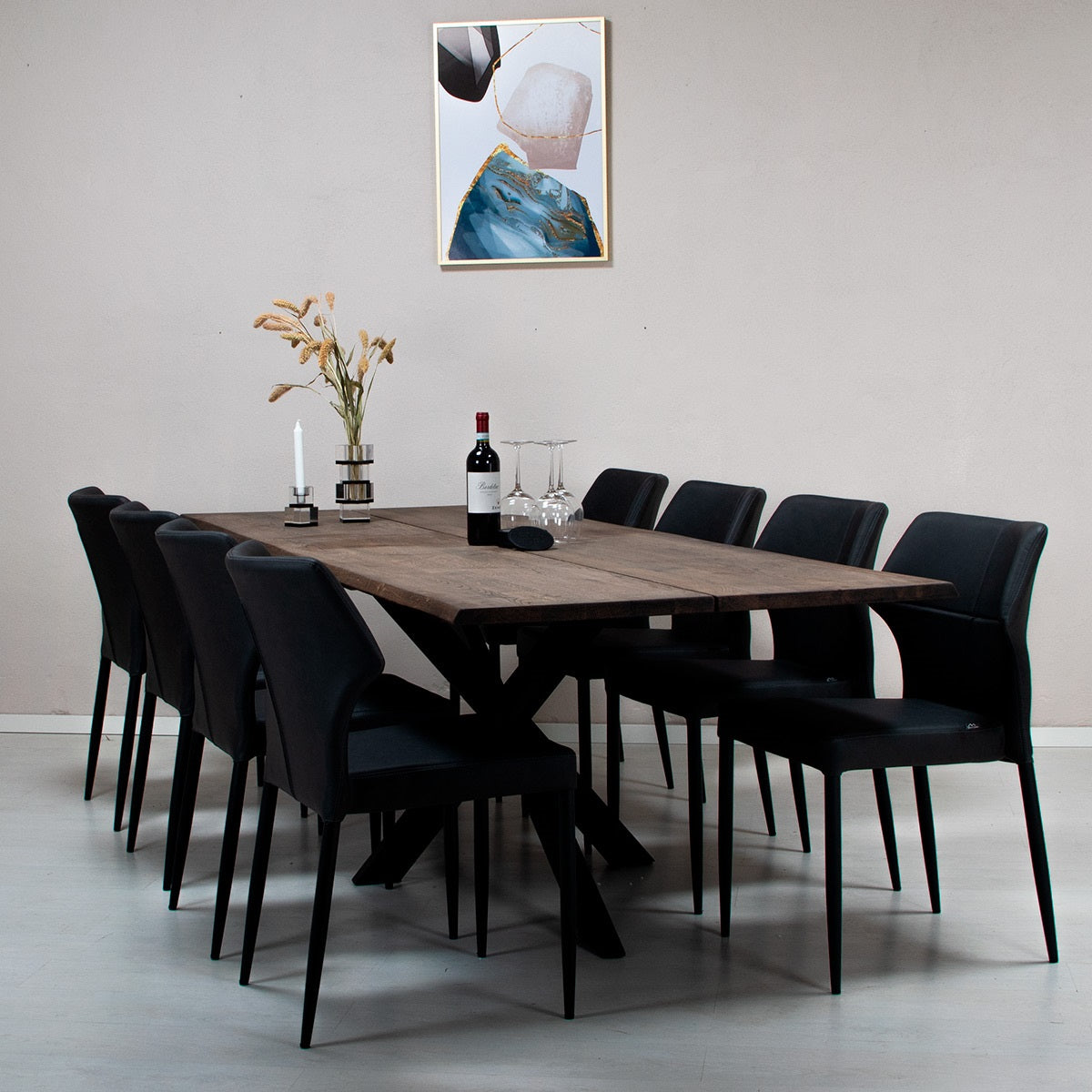 Plankebord i massiv eg | Model Curve Med star base | 200 x 95 cm / Mocca Olie Plankebord i massiv eg | Model Curve Med star base | 200 x 95 cm / Mocca Olie