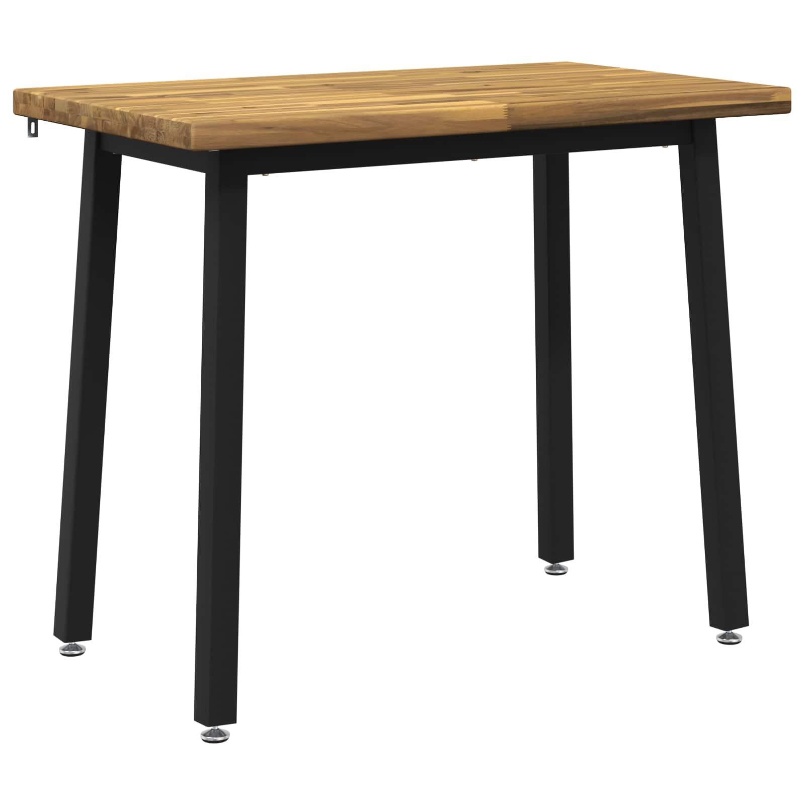 Rektangulært spisebord i massivt akacietræ 110 x 55 x 75 cm - hvid/sort Rektangulært spisebord i massivt akacietræ 110 x 55 x 75 cm - hvid/sort