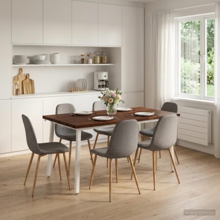 Rektangulært spisebord i massivt akacietræ 160 x 80 x 75 cm - mørk brun/hvid