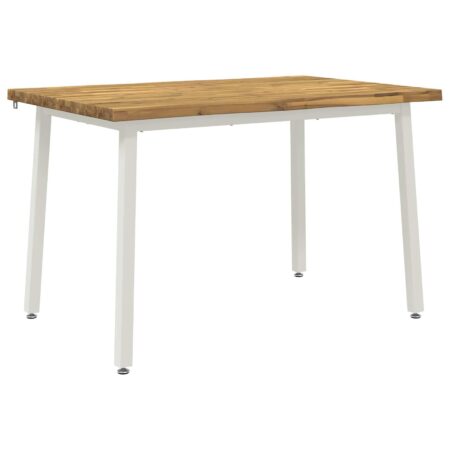 Rektangulært spisebord i massivt akacietræ 90 x 55 x 75 cm - hvid