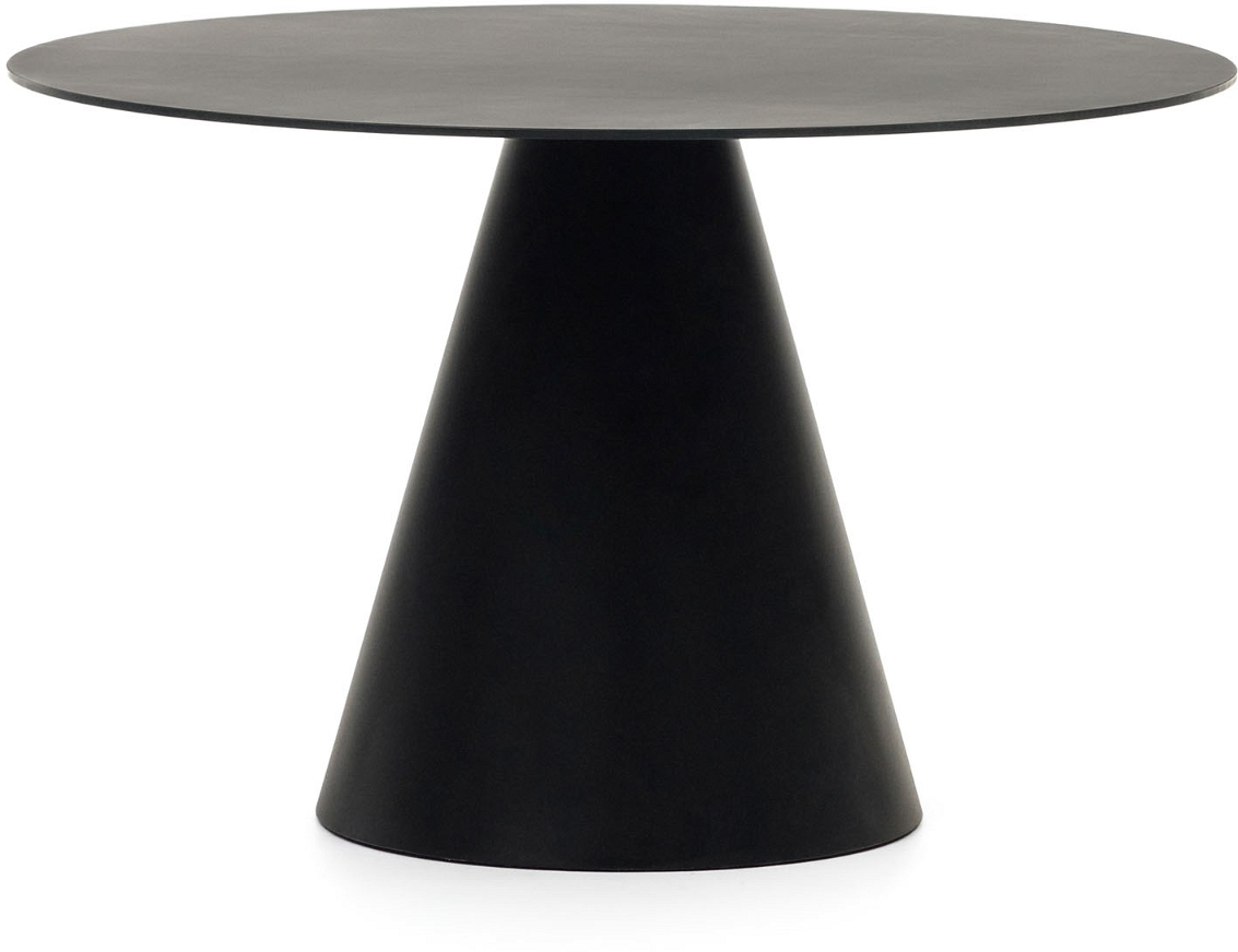 Rundt spisebord Kave Home Wilshire Ø120 cm sort frostet hærdet glas med matsort stålstel Rundt spisebord Kave Home Wilshire Ø120 cm sort frostet hærdet glas med matsort stålstel