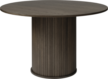 Rundt spisebord Nordique Design NOLA Ø120 H75 cm, MDF med egetræsfiner, mørkegrå/mørk natur