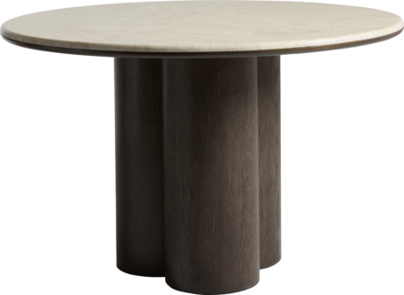 Rundt spisebord Nordique Design PIAZZE marmor og træ, lysgrå/mørk natur, Ø120 H75 cm