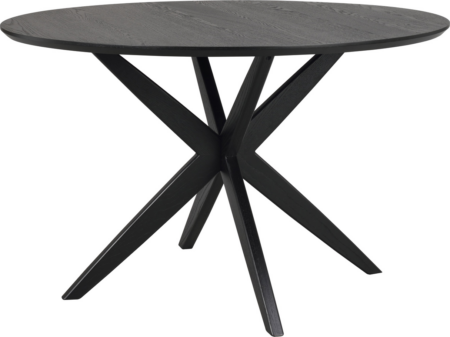 Rundt spisebord Rowico Calverton Ø120 cm sort lakeret med stjerneben i massivt egetræ