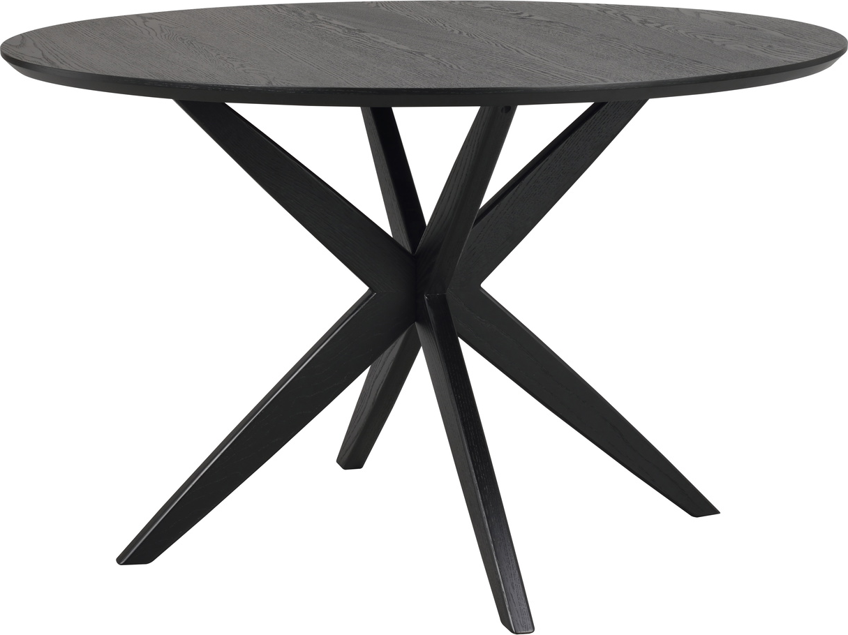 Rundt spisebord Rowico Calverton Ø120 cm sort lakeret med stjerneben i massivt egetræ Rundt spisebord Rowico Calverton Ø120 cm sort lakeret med stjerneben i massivt egetræ
