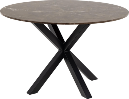 Rundt spisebord Signature Bellona Ø120 cm brun kejsermarmor med sort stålstel