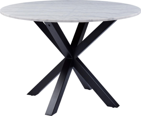 Rundt spisebord Signature Bellona hvid Guangxi marmor med mat sort stel Ø110 cm