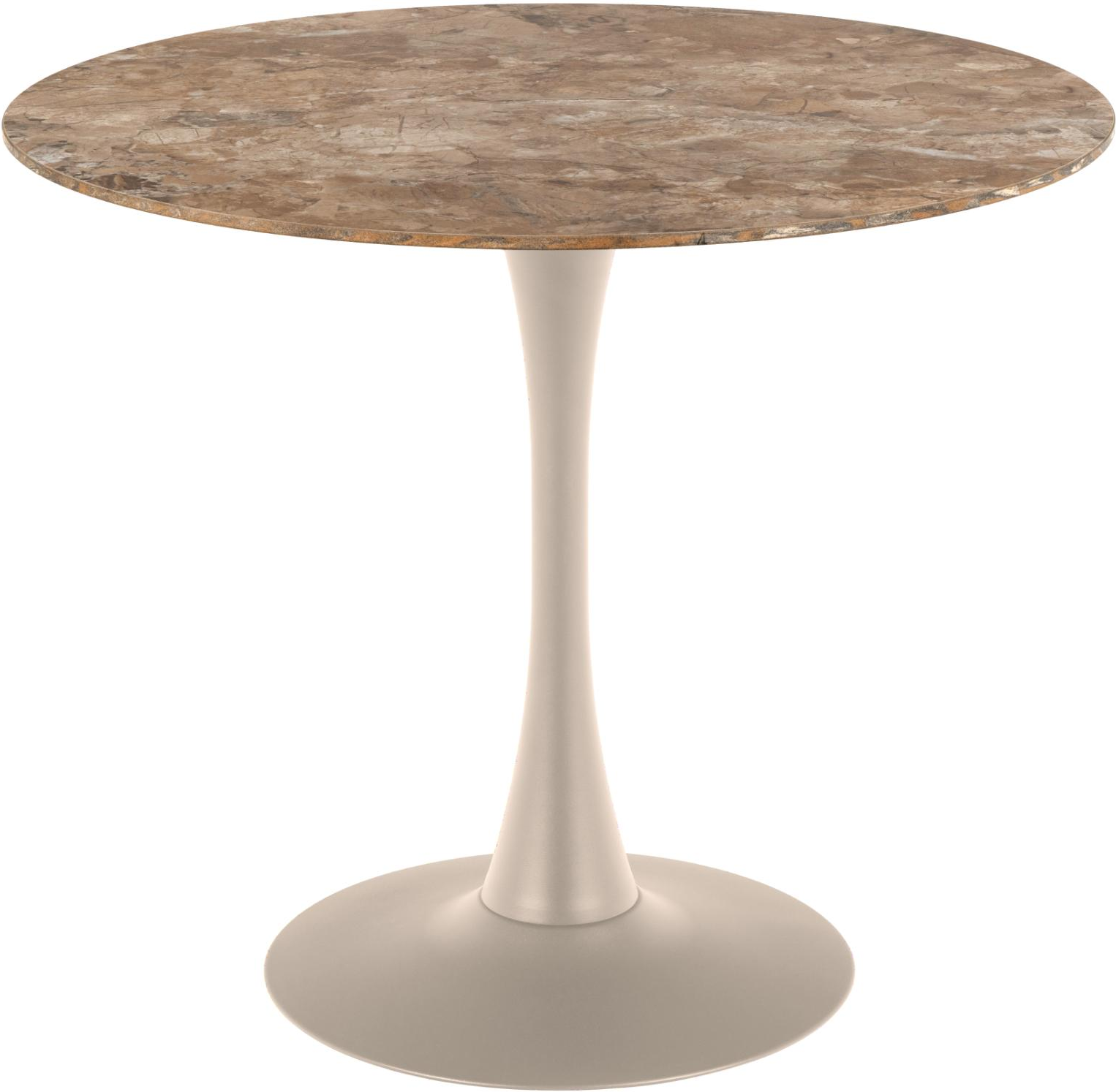 Rundt spisebord Signature Nivella Ø90 cm, brun Aberta poleret keramik bordplade, gråt pulverlakeret stålstel Rundt spisebord Signature Nivella Ø90 cm, brun Aberta poleret keramik bordplade, gråt pulverlakeret stålstel