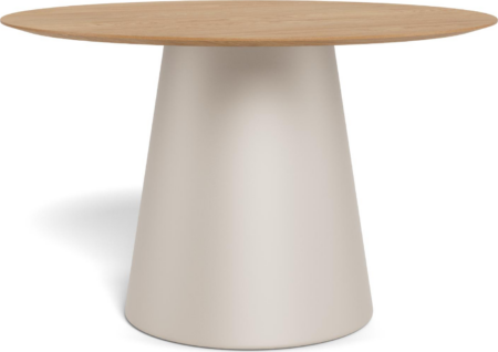 Rundt spisebord Signature Soli Ø120 cm, mat eg bordplade, grå pulverlakeret stål